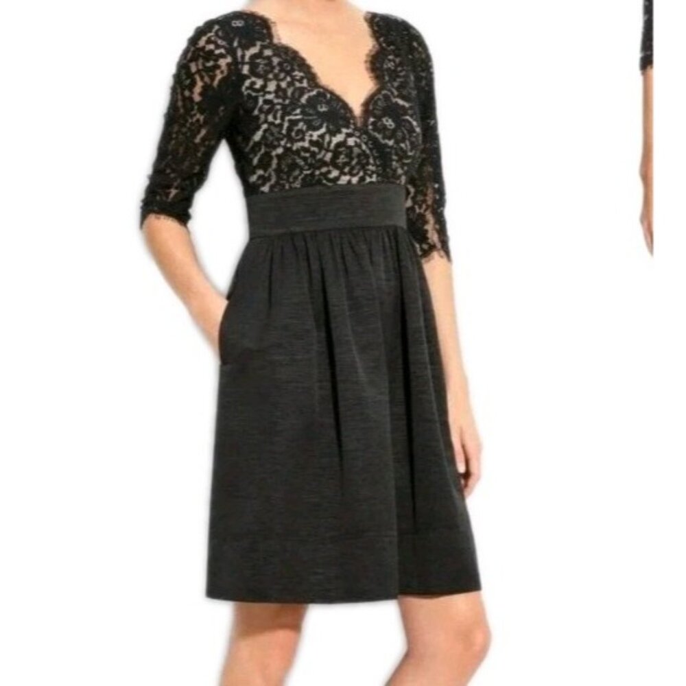 Eliza J women's Dress Size 12 Cris Cross Lace Top Fit & Flare Formal cocktail - Picture 3 of 16